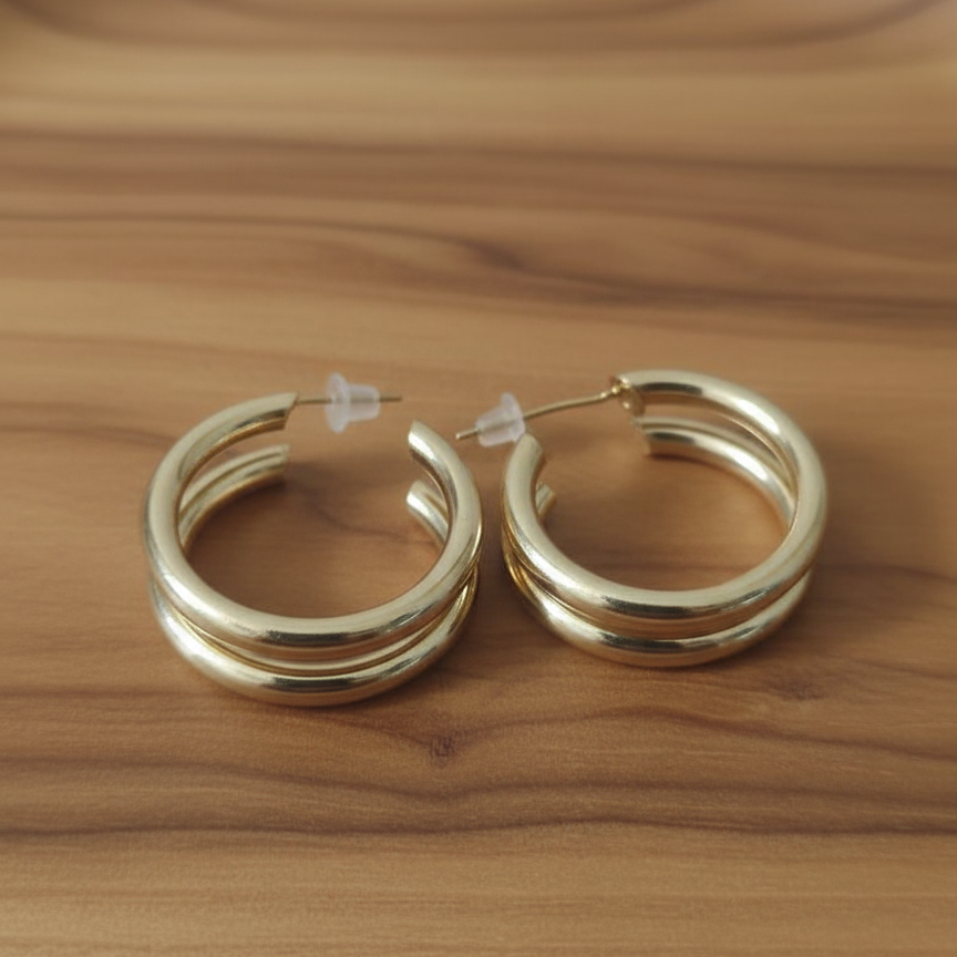 Chunky Gold Plated Hoop Earring
