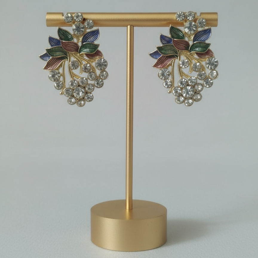 Vintage Leaf Crystal Earring