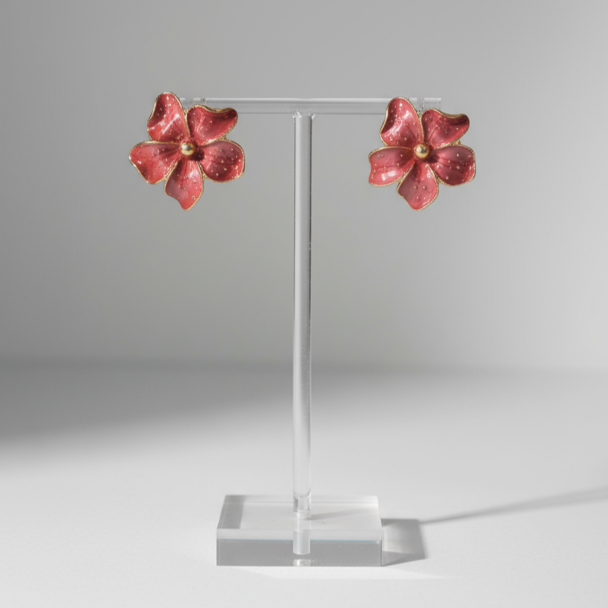 Red and Gold Flower Earring