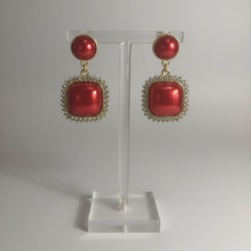 Red and Gold Drop Earring