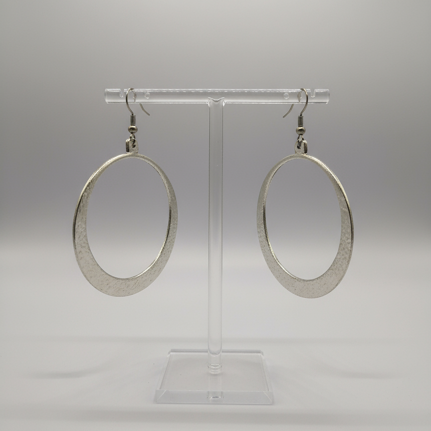 Silver Wide Edged Hoop Earring