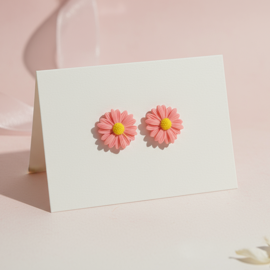 Pink Daisy Stud Earring