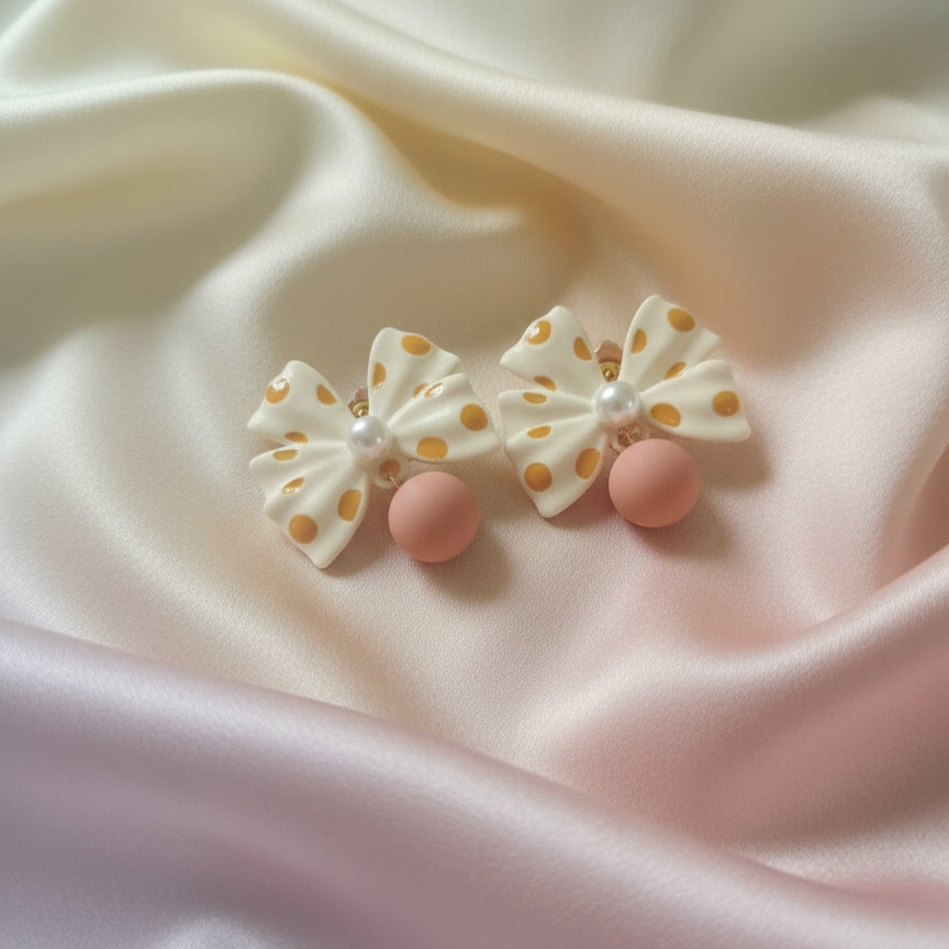 Polka Dot Bow Dangle Earring