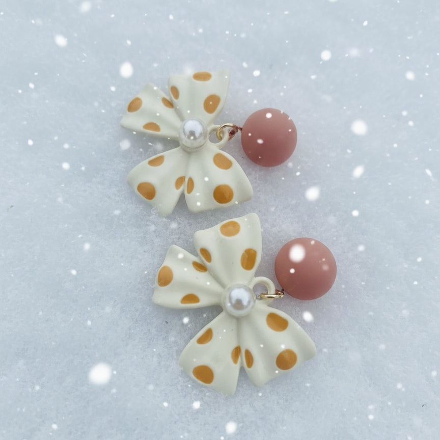 Polka Dot Bow Dangle Earring