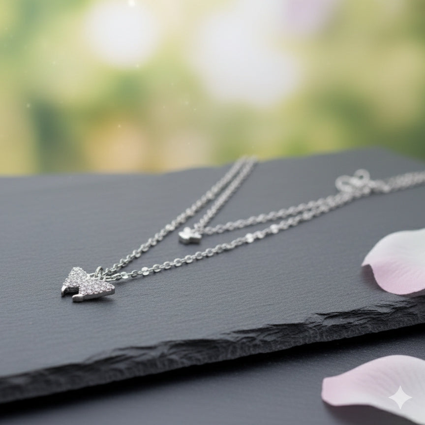 Crystal Butterfly Charm Necklace