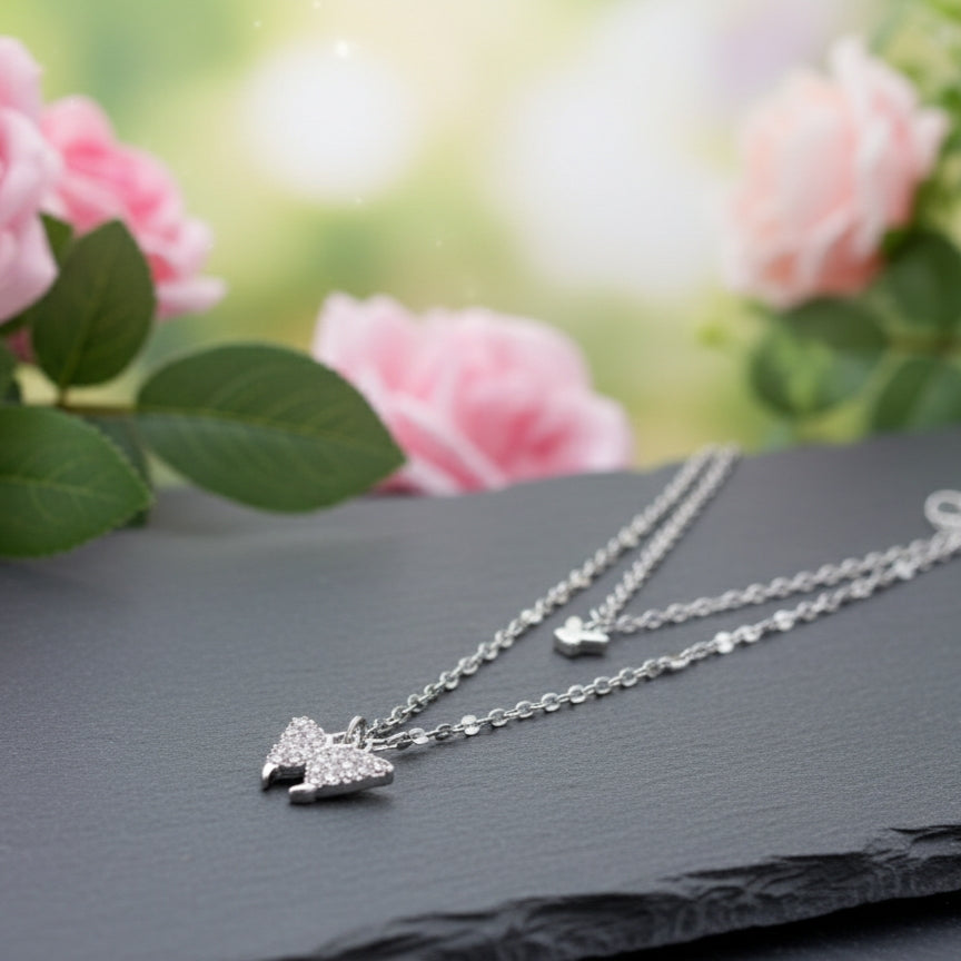 Crystal Butterfly Charm Necklace