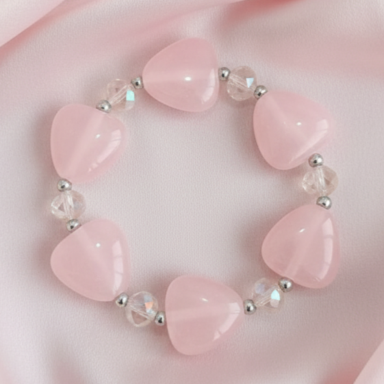 Pastel Heart Bead Stretch Bracelet