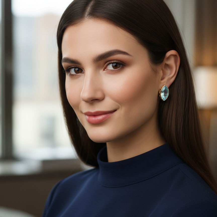 Blue Marquise-cut Crystal Stud Earrings