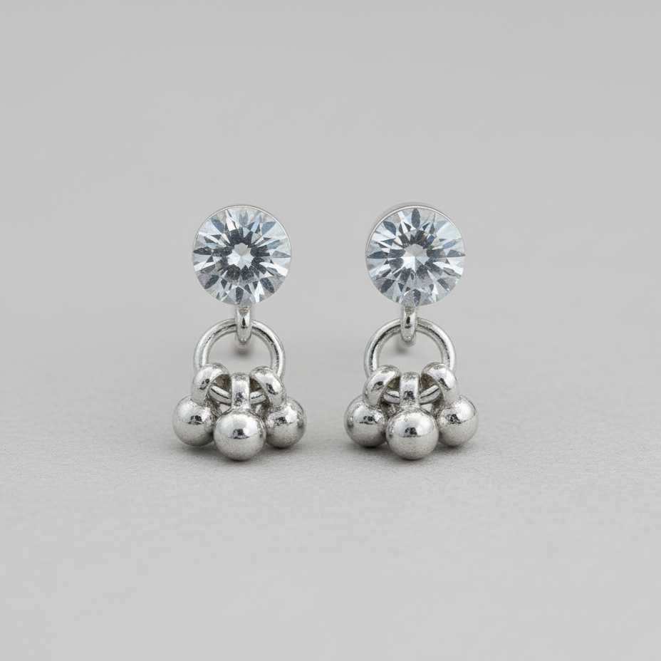 Classic Silver Jhumki Stud Earrings