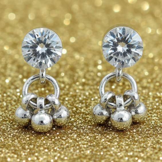 Classic Silver Jhumki Stud Earrings