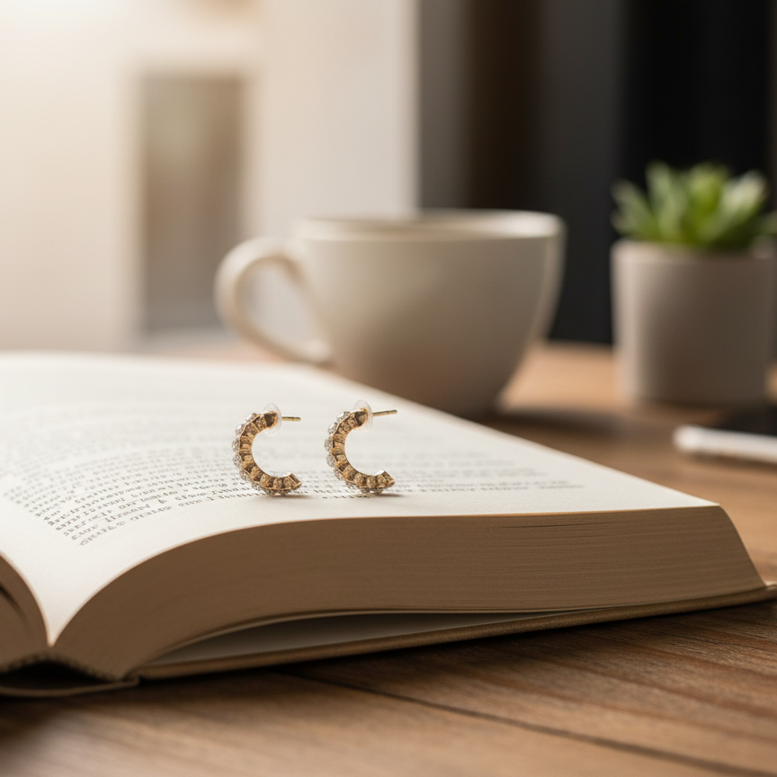 Semi Circulation Gold Stud Earring