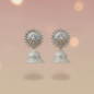 Oxidised Silver Sunburst Jhumka Earrings
