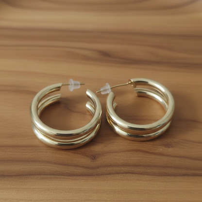Chunky Gold Plated Hoop Earring