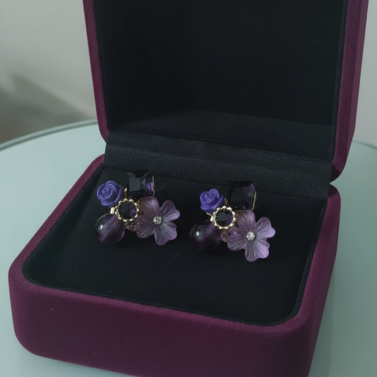 Purple Stud Cluster Earring