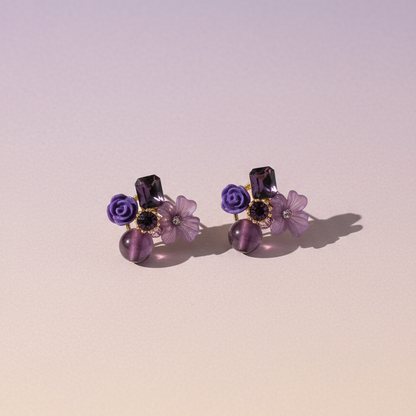 Purple Stud Cluster Earring