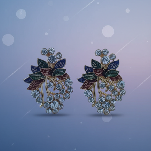 Vintage Leaf Crystal Earring