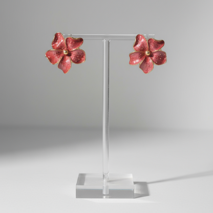 Red and Gold Flower Earring