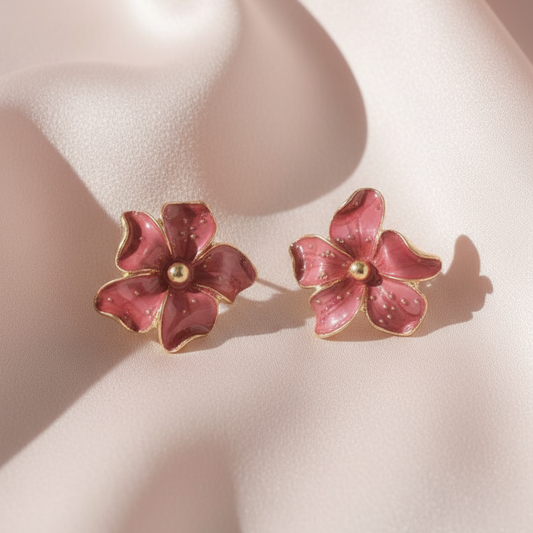 Red and Gold Flower Earring