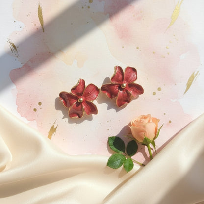 Red and Gold Flower Earring
