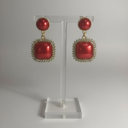 Red and Gold Drop Earring