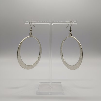Silver Wide Edged Hoop Earring