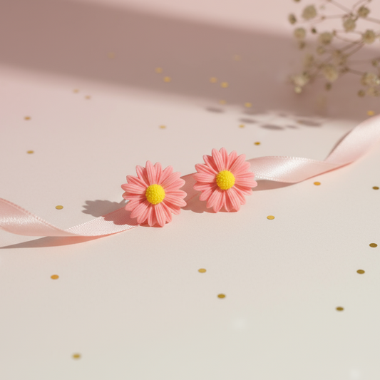 Pink Daisy Stud Earring