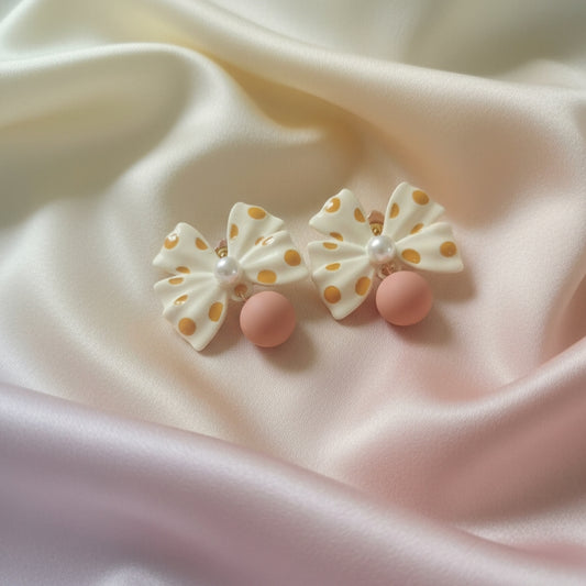 Polka Dot Bow Dangle Earring