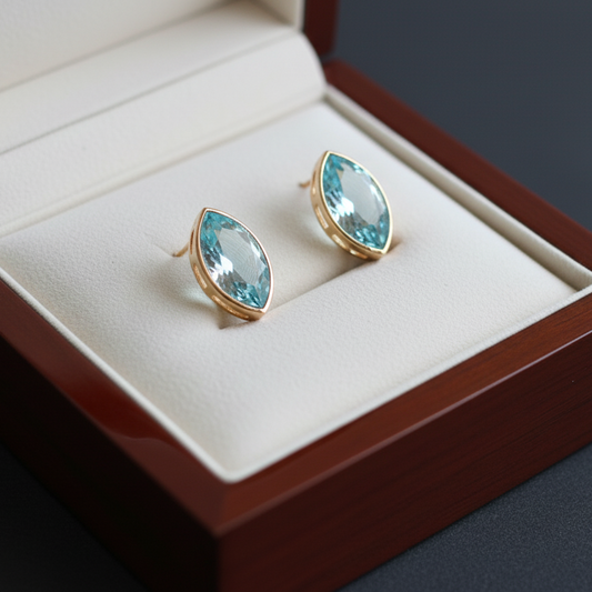 Blue Marquise-cut Crystal Stud Earrings