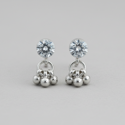 Classic Silver Jhumki Stud Earrings