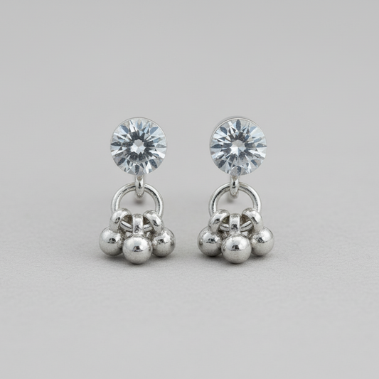 Classic Silver Jhumki Stud Earrings