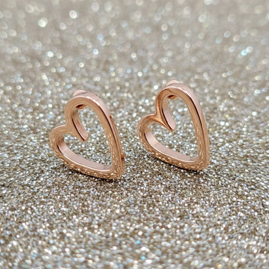 Hollow Rose Gold Heart Earring
