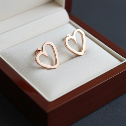 Hollow Rose Gold Heart Earring