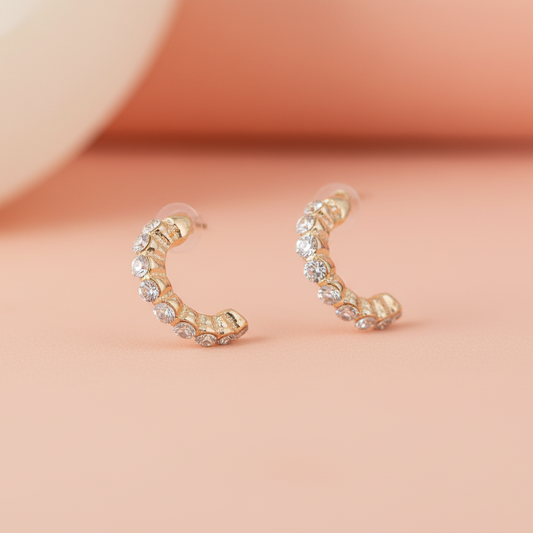 Semi Circulation Gold Stud Earring