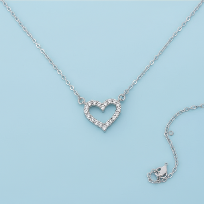 Diamond Heart Silver Pendant
