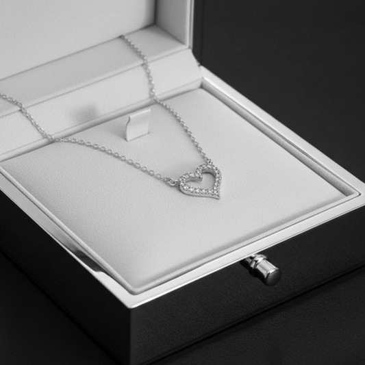 Diamond Heart Silver Pendant