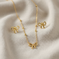 Gold Bow Pendant and Earring set